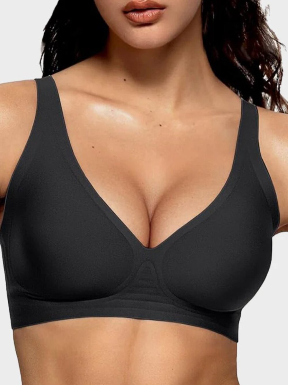 SHECURVE Seamless Soft Comfort Jelly Strip Wireless Bra Black Medium Convertible